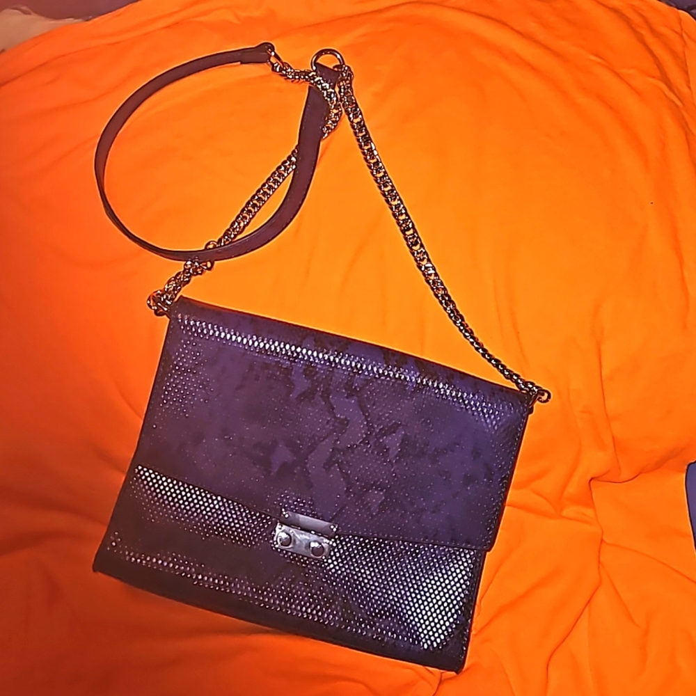JUSTFAB Blue Snakeskin Cross Body